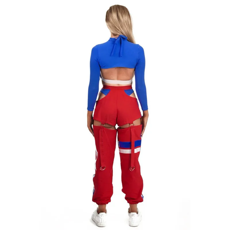 Women Harajuku Striped Print Buckle Cut Out Pants Loose Patchwork Sashes Harem Pants Casual Hip Pop High Waist Cargo Pants Women Harajuku Striped Print Buckle Cut Out Pants Loose Patchwork Sashes Harem Pants Casual Hip Pop High Waist Cargo Pants