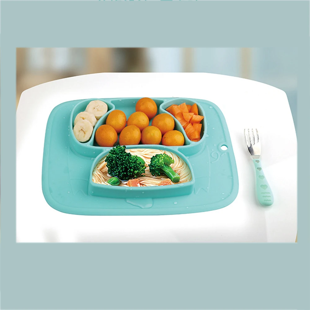 Placa de Alimentação Utensílios de Mesa Pratos do Bebê Copo de Alimentação Tigela para o Miúdo Qshare Bebê Recipiente Placema Crianças Comida Infantil Silicone Sucção 5 utensílios de mesa crianças comida pratos do