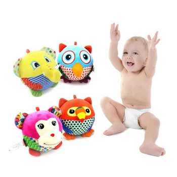 

Children Animal Ball Soft Plush Mobile Toys With Sound Baby Rattle Infant Body Building Ball Toys For 0-12 Months Baby