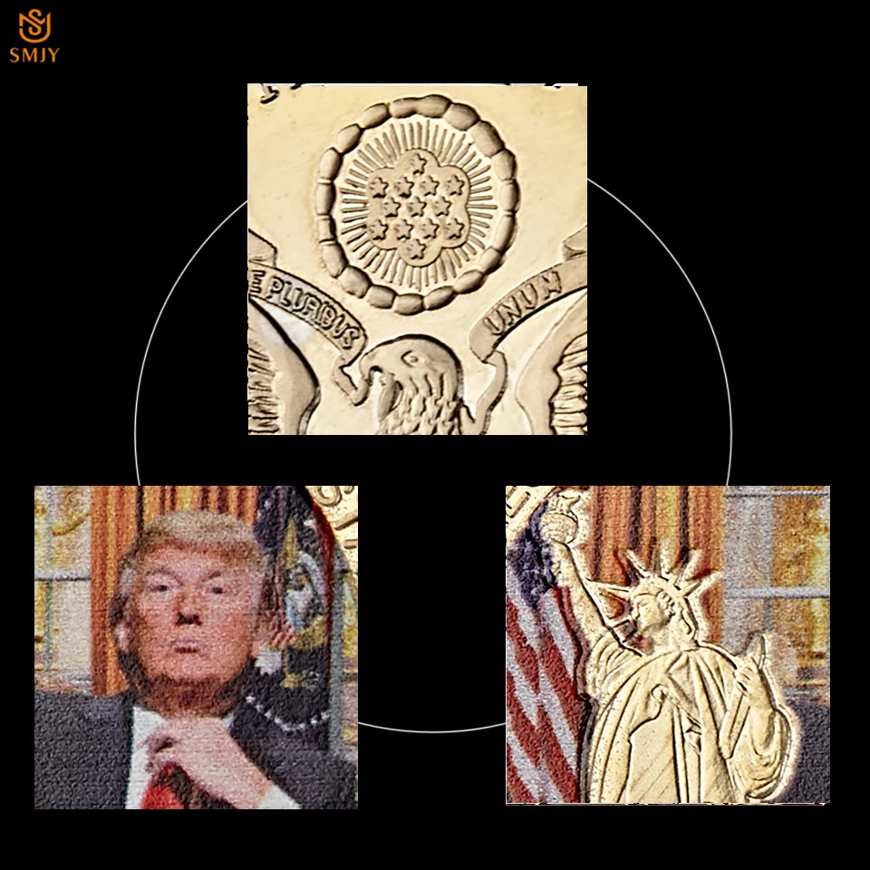 США 45-й президент и Статуя Свободы серебро/позолоченные металлические американские знаменитости Коллекция монет