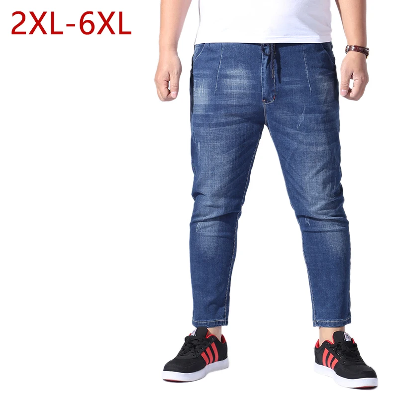 2XL 6XL плюс размер джинсы для мужчин стрейч летние мужские Брендовые повседневные