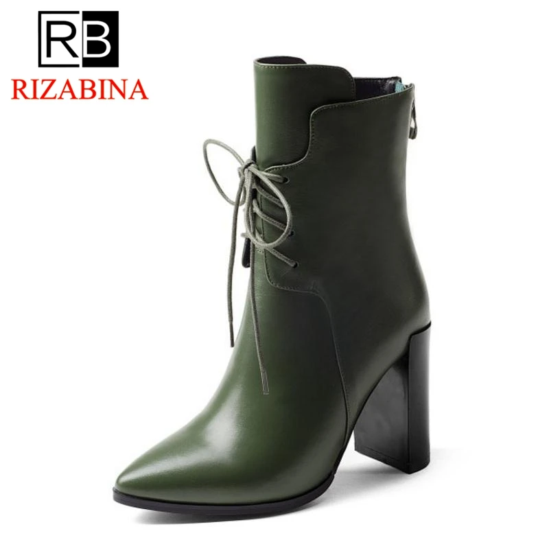 RizaBina font b Women b font Winter Boots Genuine Leather Shoes Woman Half Short Boots Warm