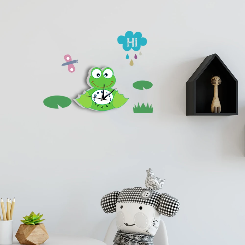 Funlife 3D Pola Hewan Jam Dinding DIY Dinding Stiker Katak Diam