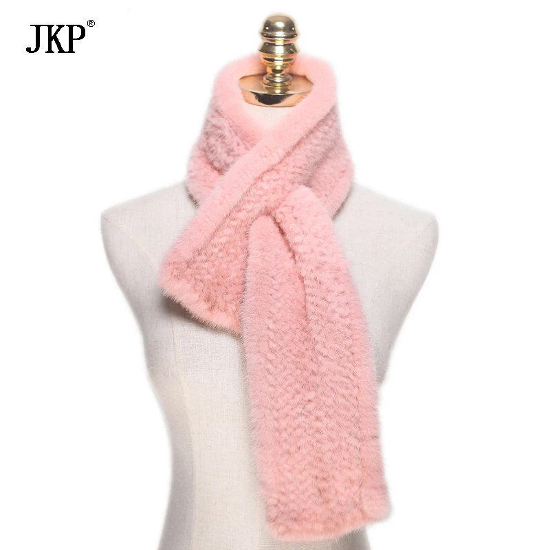 Genuine Knitting Mink Fur Scarf Woman Wrap Winter Warm Elegant Luxury