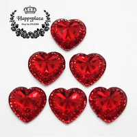 50pcs 15mm Resin Bling Red Sweet Heart Flatback Cabochon DIY Scrapbooking Phone/Wedding Craft 1