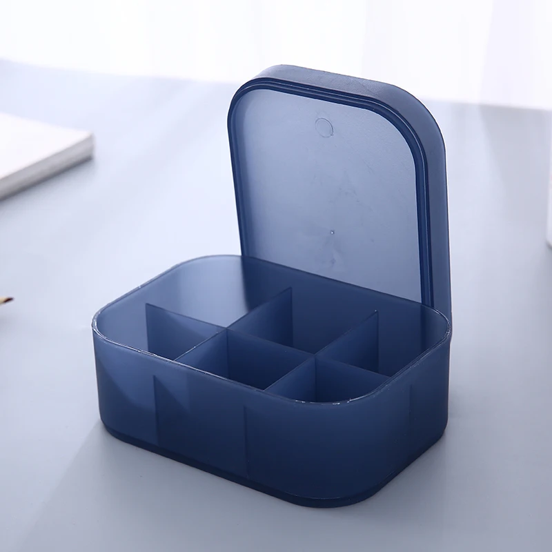 2PCs Large Dust-proof Office Storage Box With Lid Blue Key Pen Makeup Cosmetic Lipstick Sundries Container Articles Organizer