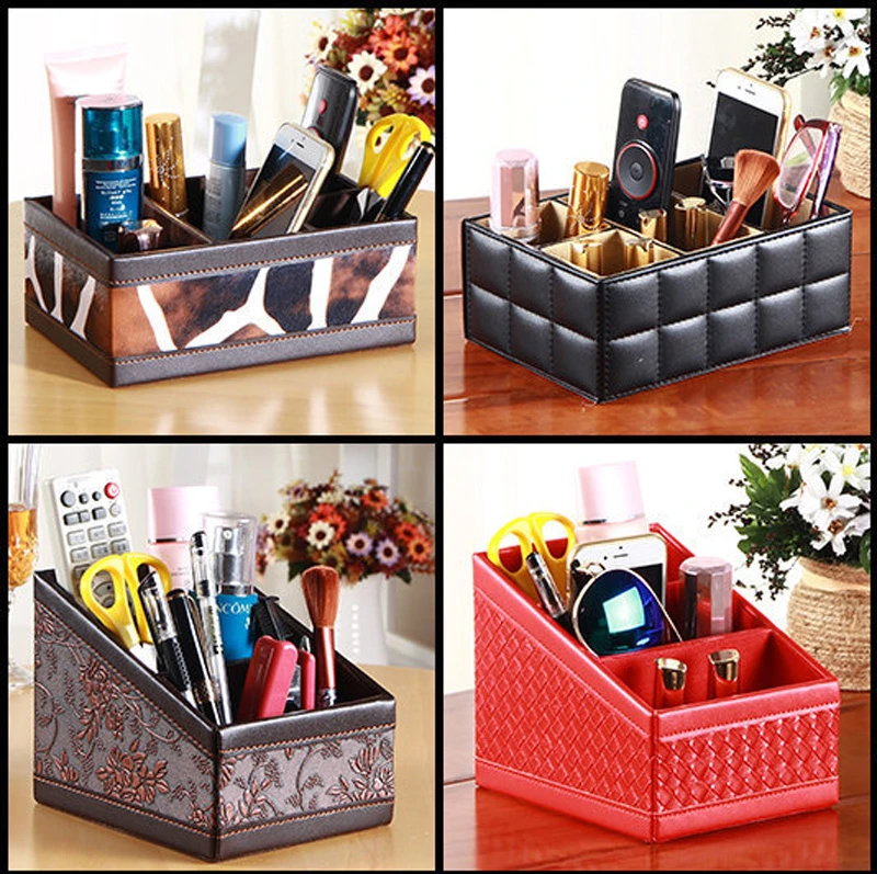 Storage Box PU Leather Organizer Remote Control Phone & TV Holder Desk Black Storage Box PU Leather Organizer Remote Control Phone & TV Holder Desk Black