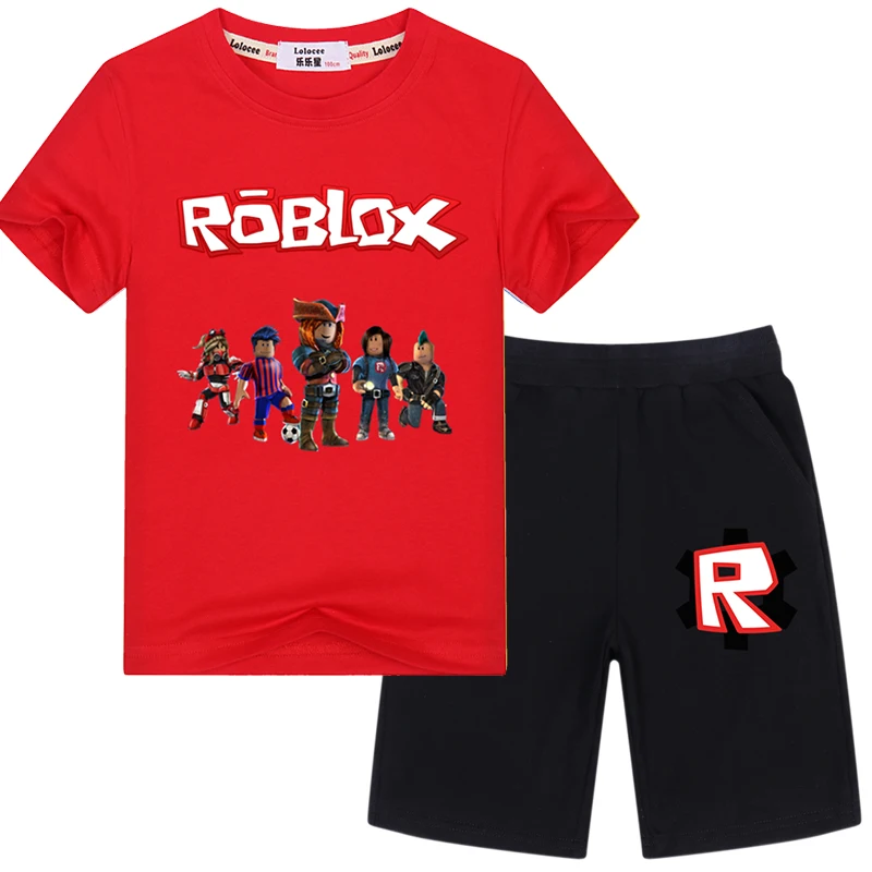 

Boys Roblox Game Football Style Clothes Set Summer Short Sleeved T shirts and Shorts Pants 2 piece Game Outfit Sets