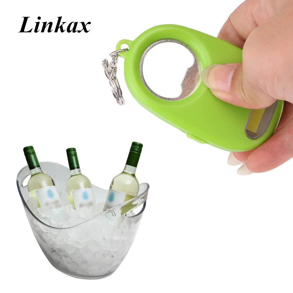 

Mini Pocket Keychain Flashlight Emergency Key Finder Lighting With Bottle Beer Opener Function Built in Battery LED Lamp Torch