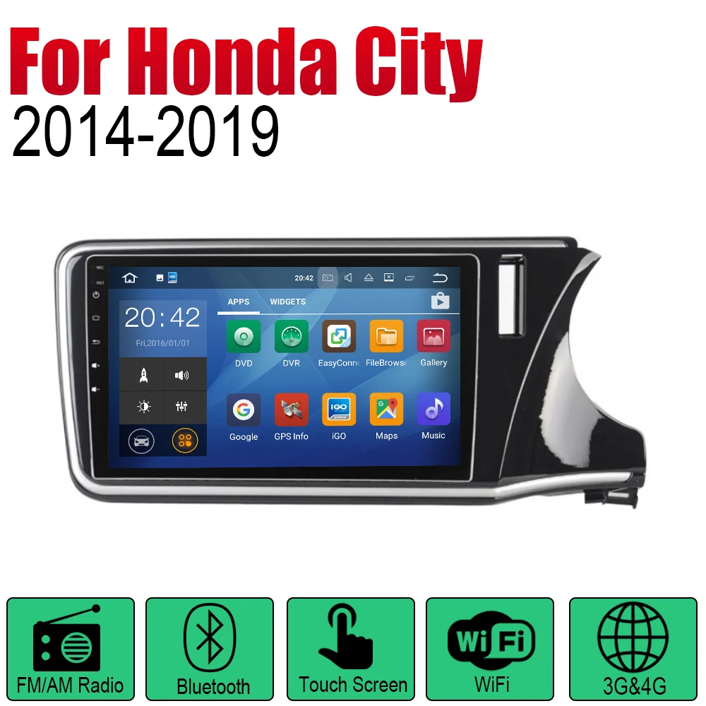 Top Auto Radio 2 Din Android Car Player For Honda City 2014~2019 GPS Navigation BT Wifi Map Multimedia system Stereo RHD 1