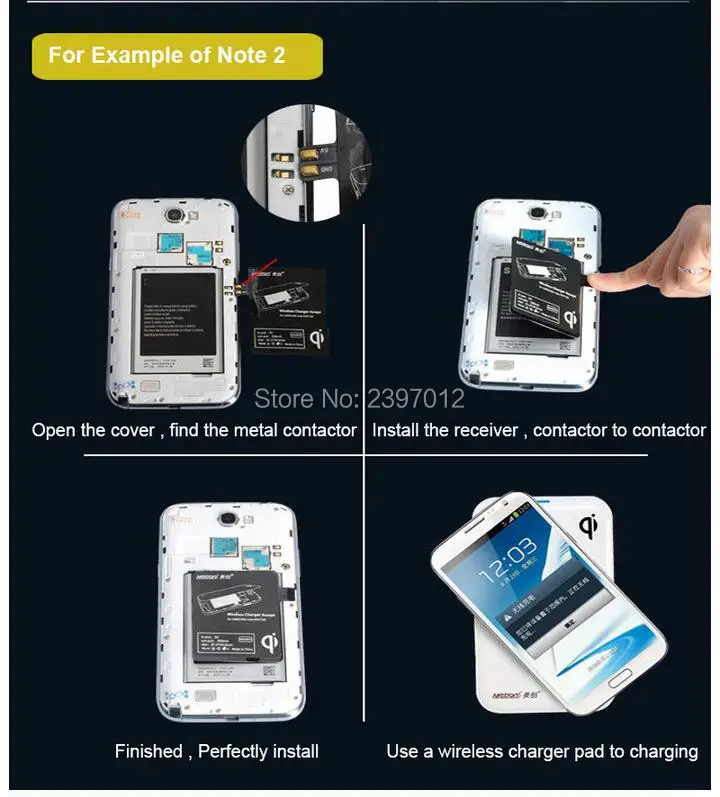 Szaichgsi Беспроводной Зарядное устройство приемник Qi Беспроводной приемное устройство для беспроводной зарядки для samsung Galaxy S3/S4/S5 для Note 2/3/4, 50 шт