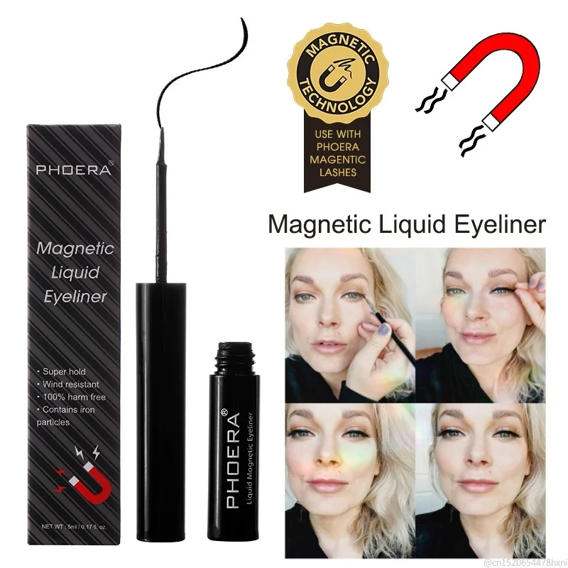 

PHOERA Magnetic Eyeliner Kit Liquid Eyeliner for Reusable False Eyelash Curler Fast Drying Easy Wear Sweat-proof Lasting TSLM1