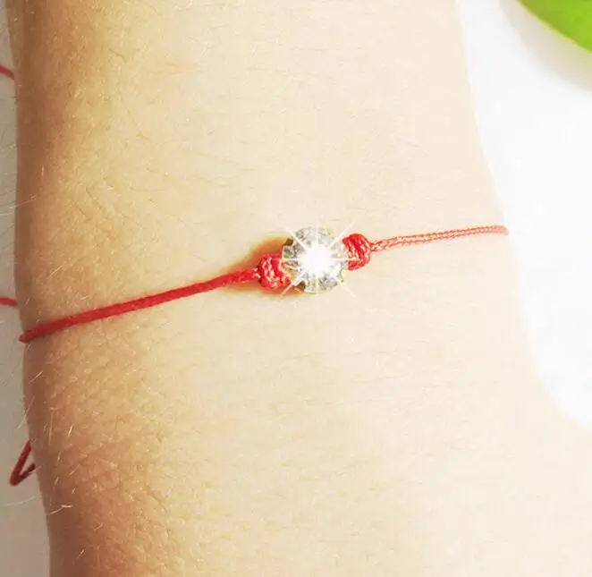 

6mm Crystal Zircon Lucky Thread String Red Rope Rhinestone Bracelets Bangles For Women Best Friend Lucky Jewelry Christmas Gift