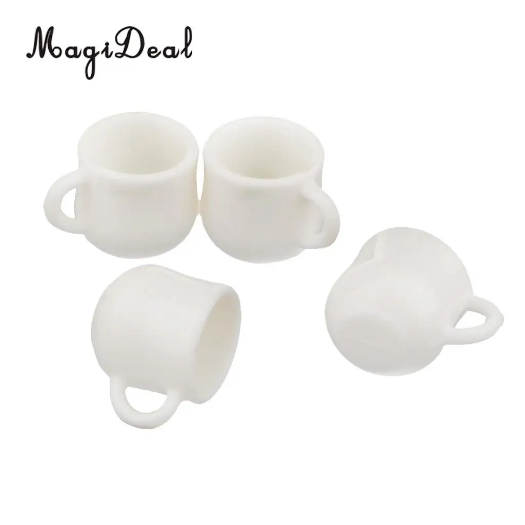 MagiDeal 4Pcs/Lot 1/12 Scale Dolls House Miniature White Cafe Tea Drink Cups Mugs for Coffee Shop Teahouse Restaurant Kitchen