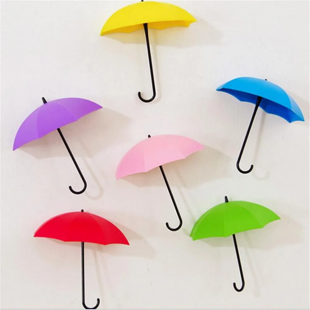 3 шт. держатели с зажимами в форме зонта, милые самоклеющиеся зажимы для ключей на дверь, школьные, офисные, липкие держатели, товары для дома