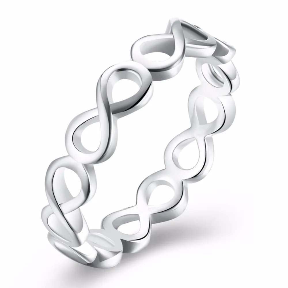 Кольца Infinity Love ширина 3 мм 8 образные кольца для женщин аксессуары серебристого
