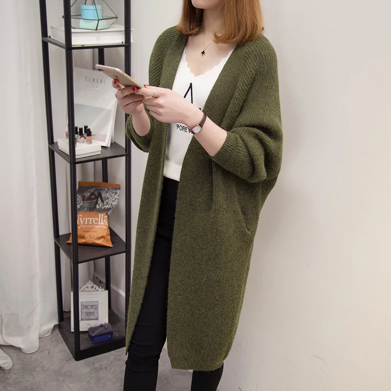 Gestrickt Y538 Neue Ausschnitt Lose Weiblicher 2019 GelbArmeegr Tnlnzhyn Strickjacke V ufiger Beil Mantel Mit Herbstfrauen Warm 9D2IEH