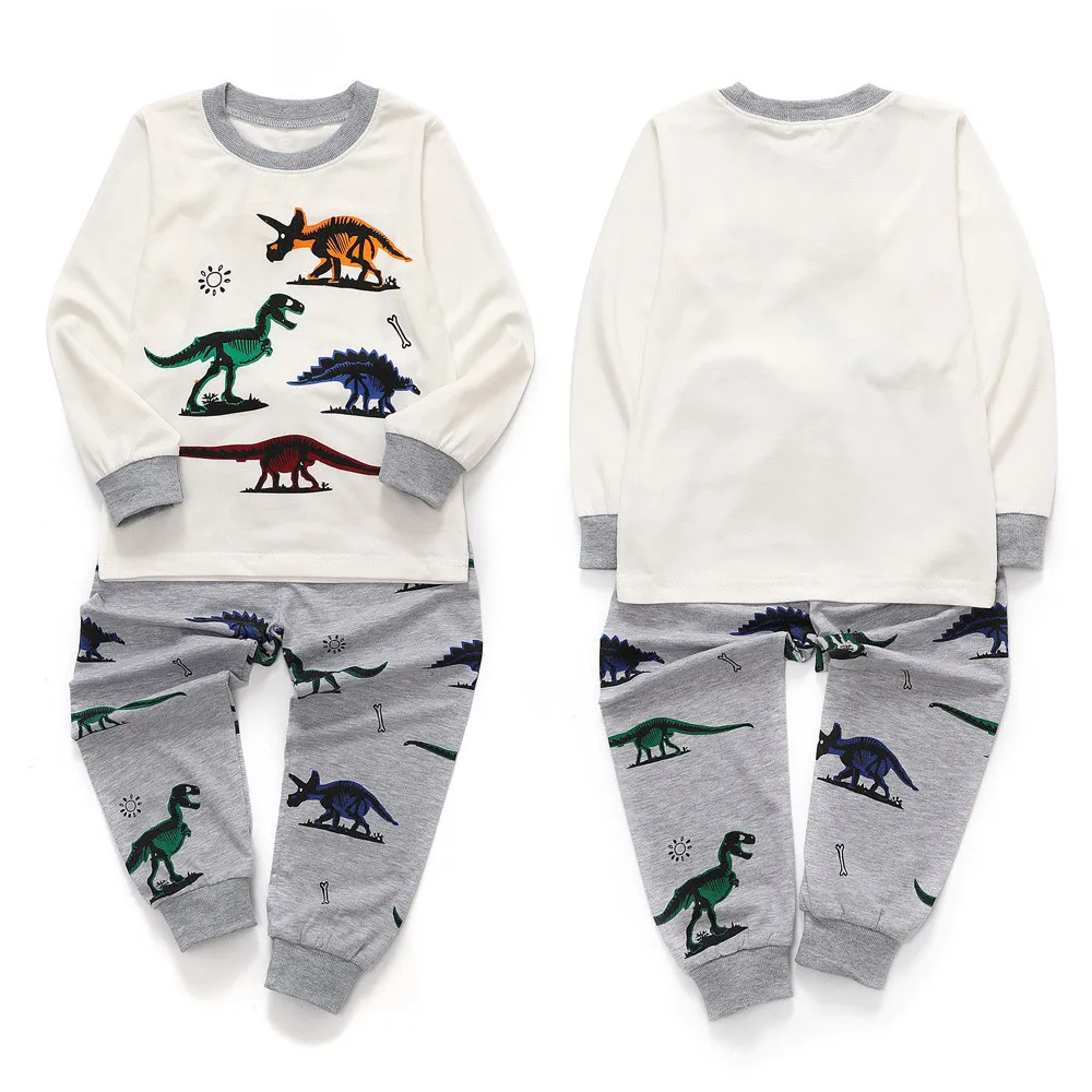 

Toddler Kids Baby Boys Girls Pajamas Cartoon Dinosaur Tops Pants Outfits Set unisex baby boy clothes baby suit roupa menino