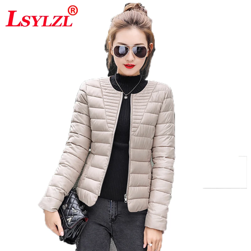 

2018 Fashion Ultralight Parka Winter Jacket Women Unique Style Quilted Coat Short Warm Thin Padded Outwear Snow Wear B858