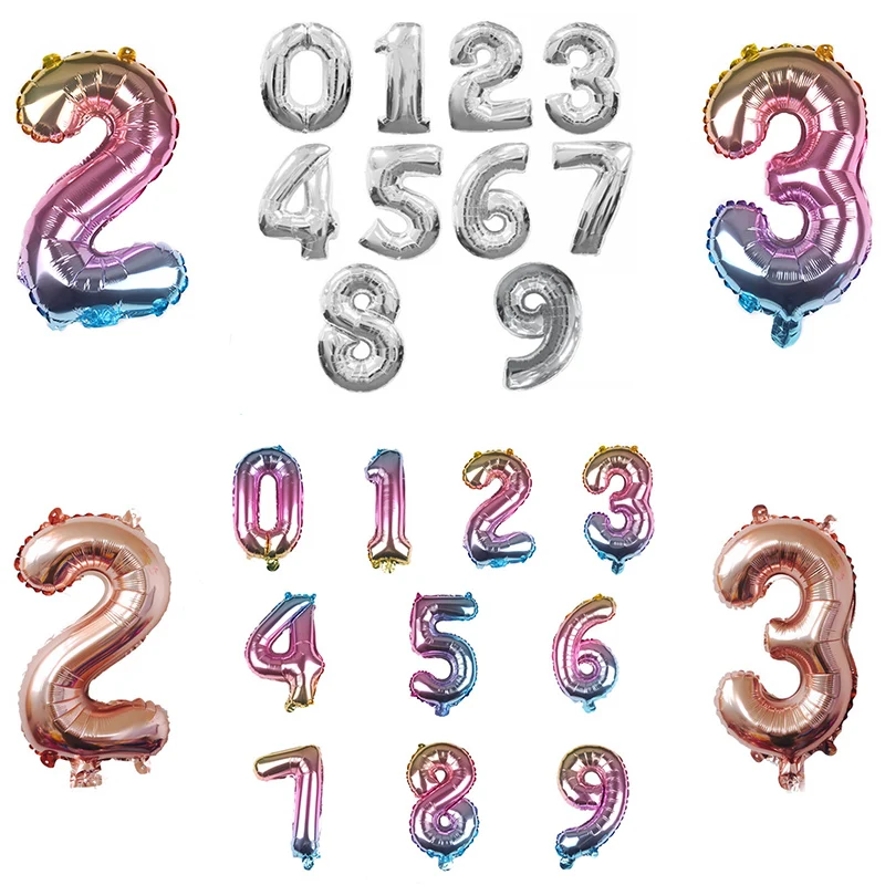 

New Color Changed Number Balloon Ballons Birthday Party Decorations Adult Wedding Balony Rose Gold Party Foil Balloons Globos