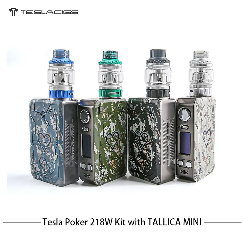Электронные сигареты Tesla Poker 218 TC Vape Kit Teslacigs Dual Battery 7-218W электронные с мини-баком