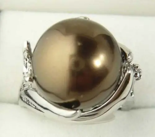 

Wholesale price 16new ^^^^12MM chocolate South Shell Pearl Women's Ring 7 8 9