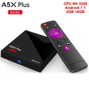 

A5X Plus Android 7.1 TV Box KD Player 18.0 RK3328 Quad Core Cortex-A53 2G/16G BT 1080P USB 3.0 Wifi 4K H.265 Media Player PK X96