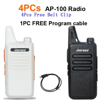 

4PCs AP-100 Ultra-thin Mini Walkie Talkie better than BF-888S UHF long range WLN KD-C1 Two-Way Radio with USB programming cable