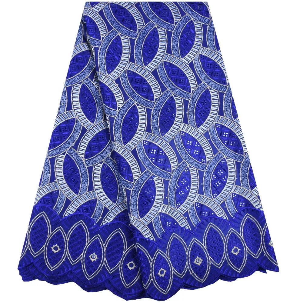 

Latest Woman Blue Nigerian Lace Fabrics High Quality African Lace Fabric Cotton Swiss Voile Lace Fabric For Wedding Dress Y1597