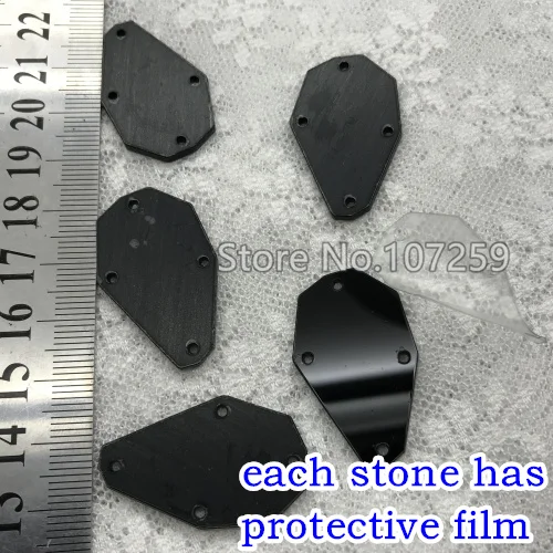 TopStone Black Jet Mirror пришивные стразы 30 форм с плоской задней стороной Акриловые Кристаллы пришивные камни для платьев аксессуары для одежды - Цвет: 19N 20X33MM