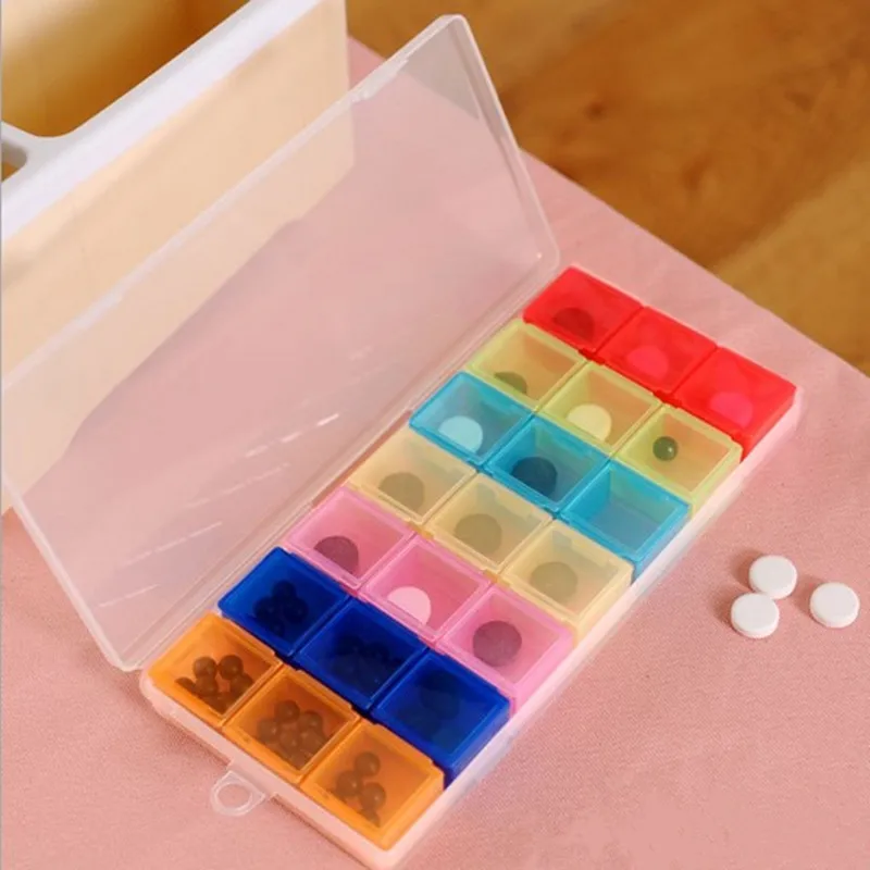 

7 Day Rainbow Pill Medicine Kit Tablet Pillbox Dispenser Multicolor Container Organizer Case with 21 Compartments Pill Box