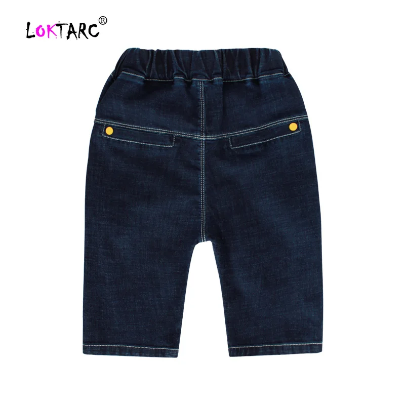 LOKTARC мальчиков летние короткие джинсы брюки Дети Slim Fit Повседневное Брюки Одежда для детей из мягкого хлопка короткие прямые джинсовые штаны