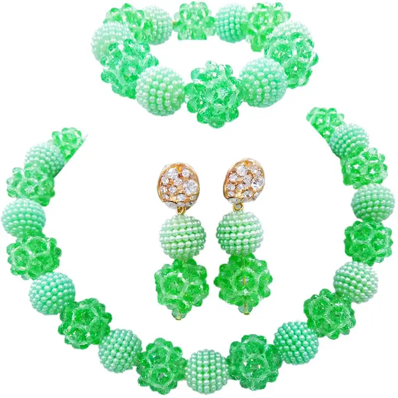 

Free Delivery Light Green African Nigerian Style Jewelry Sets for Party and Daily Use 1C-SJZZ-06