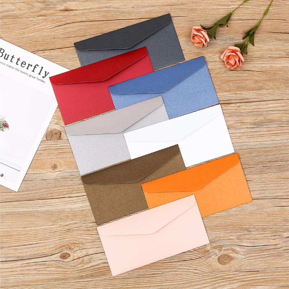 10pcs Cute Color Envelope 11*17.6cm Postcard Wedding Invitation Card Paper Bag Wages Letter Cover Office School Stationery|Бумажные