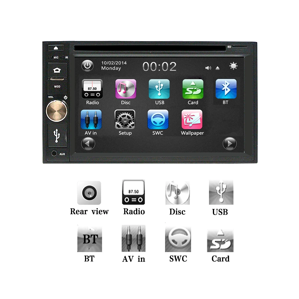2DIn Car DVD CD MP3 WMA Player Car Stereo Radio Bluetooth Hands free