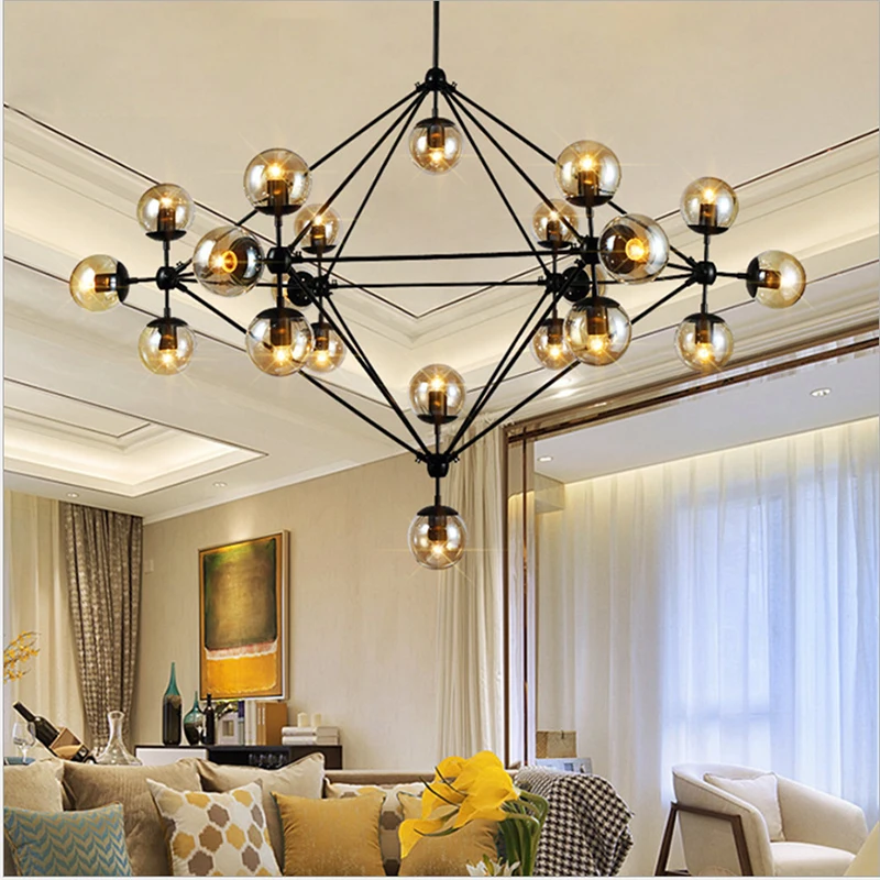 Светодиодный светильник s из стекла Современный Люстра черного цвета для