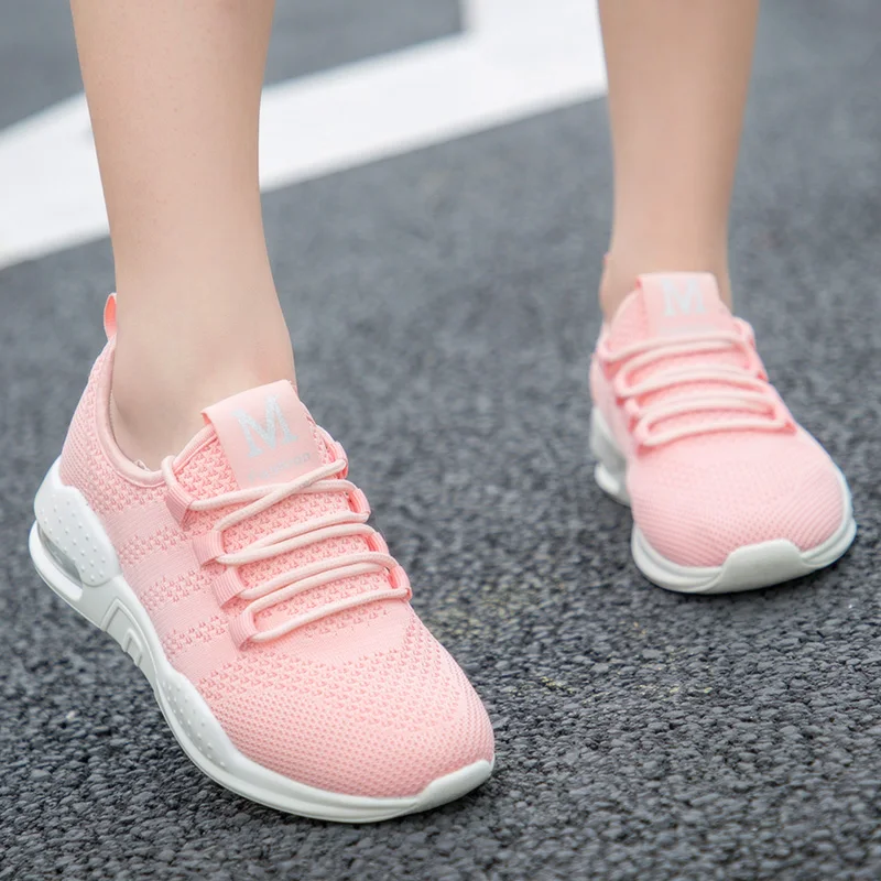 Tenis feminino/женская спортивная обувь; осень 2019 года; Женская теннисная обувь; удобные дышащие кроссовки белого и розового цвета; chaussures femme