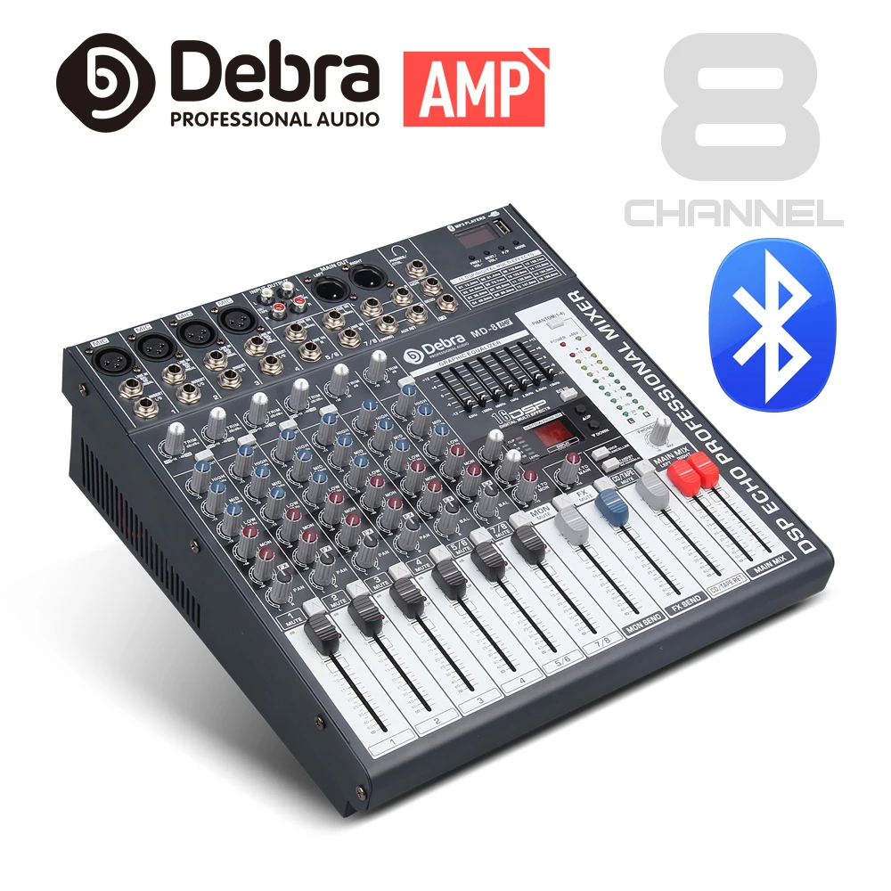 US $177.75 Good Quality Clean Sound8 Channels 360 Watt Power Amplifie Mixer Digital Audio Dj Controller With 48V Phantom Power USB Slot