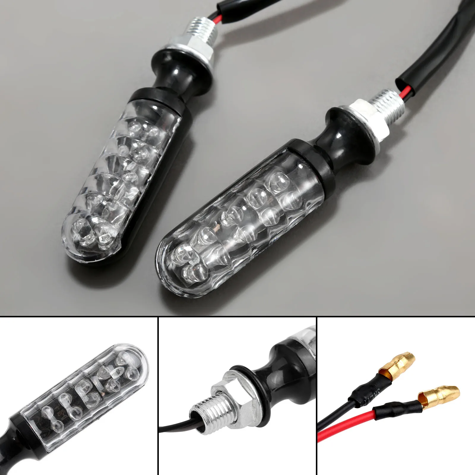 

2Pcs 12 LED Amber Light Motorcycle Turn Signal Indicator Light Lamp Universal Blinkers Bar-Style For Honda Suzuki Yamaha