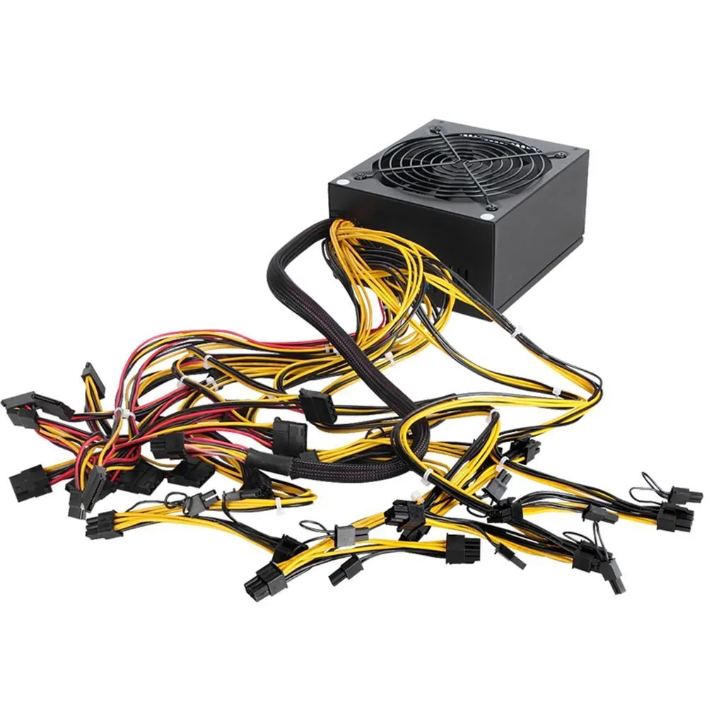 

1600W ATX Power Supply PFC 9 Blades Fan For Eth Rig Ethereum Coin Miner Mining 8 SATA Interfaces Power Supply 110v 200v to 240v