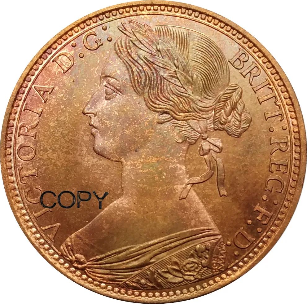 

United Kingdom 1881 H Victoria One Penny Red Copper Copy Coin
