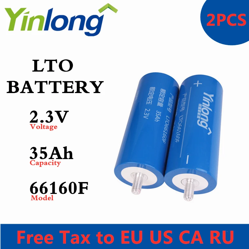 

2PCS Yinlong LTO66160F 2.3V 35Ah Cylindrical Lithium ion battery Titanium Oxide LTO 66160 Titanate Battery for Electric vehicles