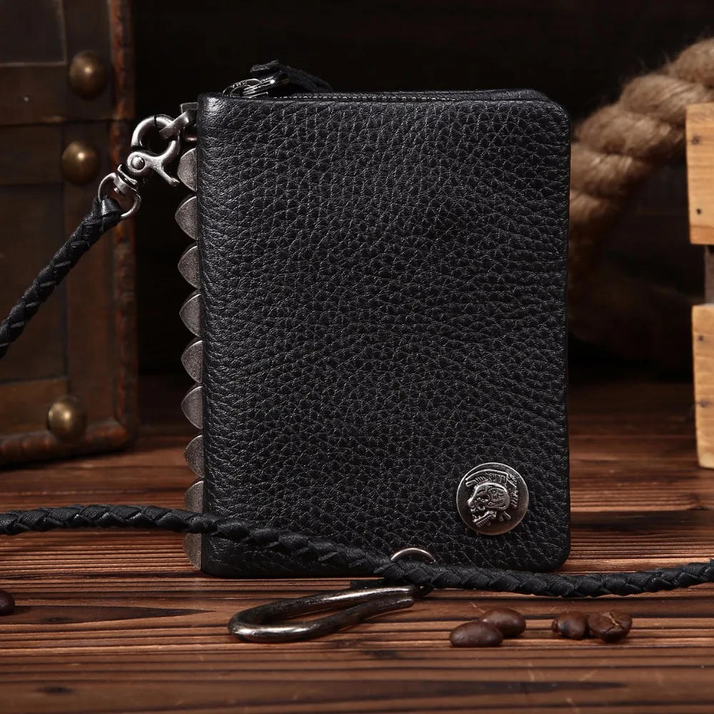 

NEWEEKEN 3009 Casual Genuine Leather Cowhide Lichee Pattern Anti-theft Rope Zipper Short Cash Card Photo Wallet Purse for Man