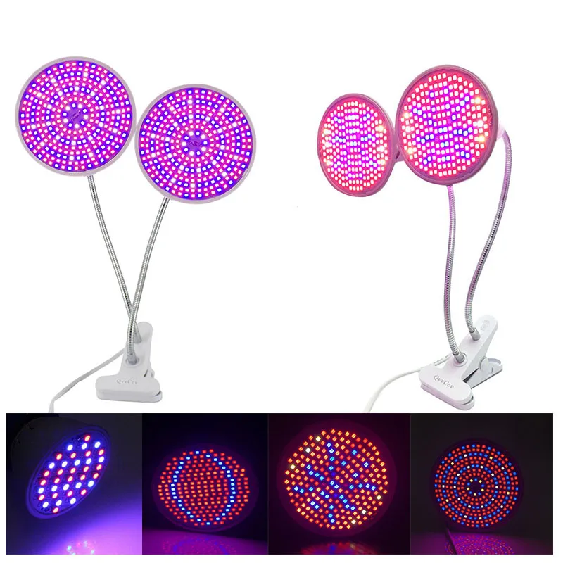 

Indoor Plant Grow Light Single/Dual Head Bulb Lamp Full Spectrum 200/290 LED For Flower Veg Cultivation Seeds hydro Room Clip