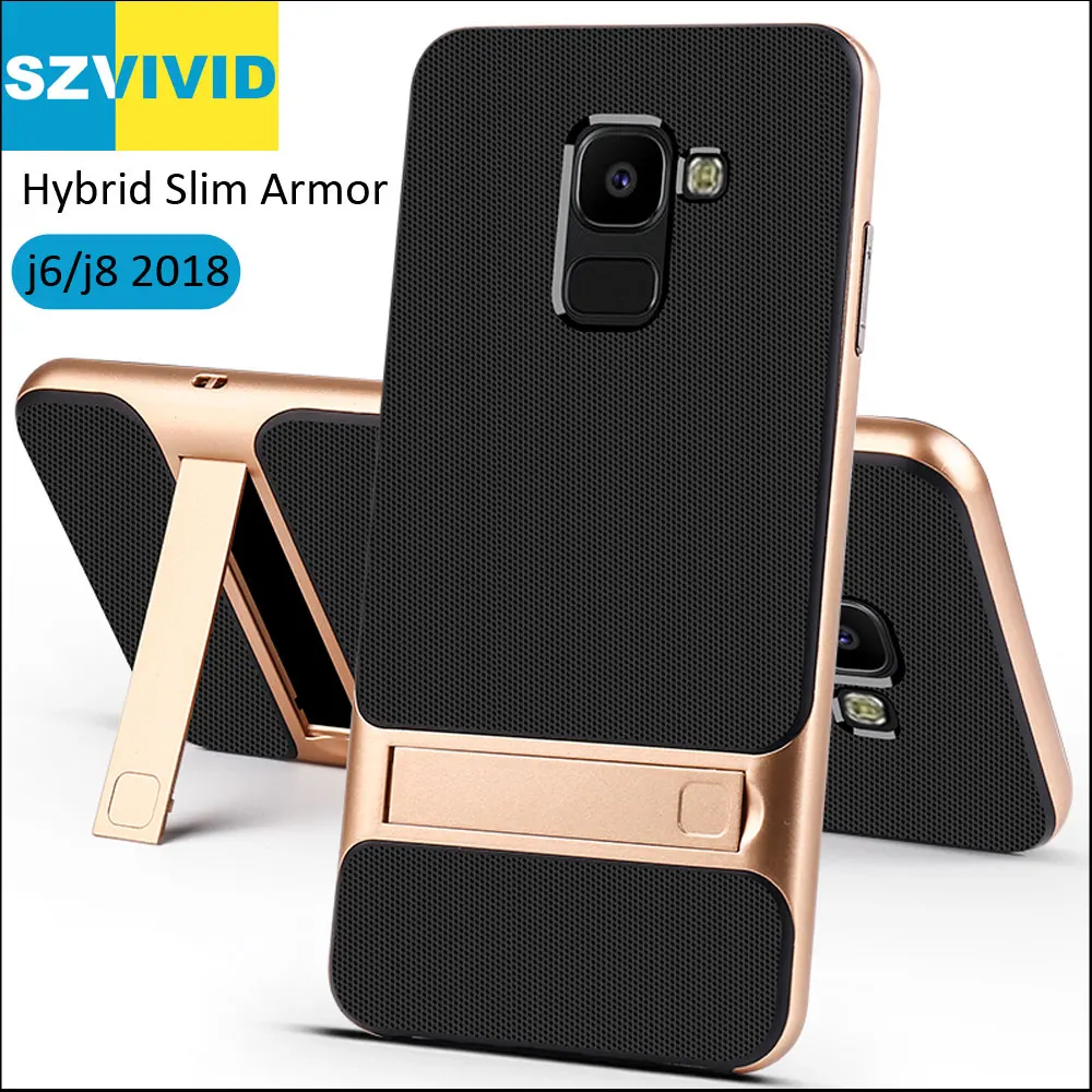 Hybrid Slim Armor Case For Samsung Galaxy J6 J8 2018 Holder Kickstand Protector Cover TPU + PC Frame | Мобильные телефоны и