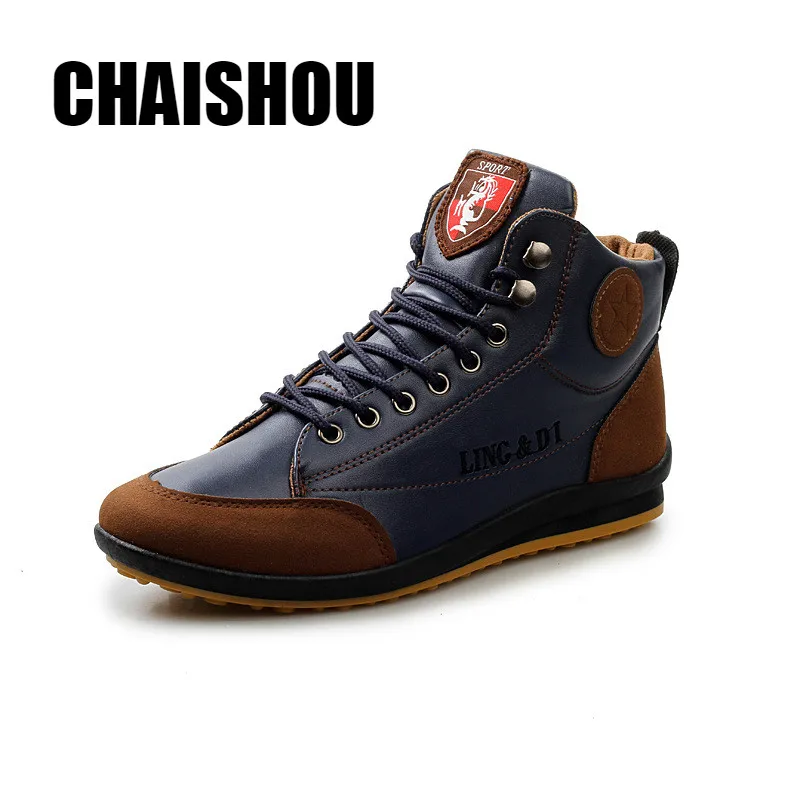 

Men Leather Boots shoes Fashion Autumn Winter Warm Cotton Ankle Boots Lace Up Men Footwear Casual Snow Shoe Work Plus Size C215
