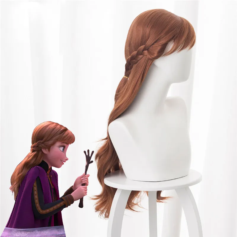 Аниме Принцесса Анна косплей парик 70 см длинные вьющиеся волнистые, устойчивые к нагреву синтетические волосы коричневый Плетеный женский вечерние парик