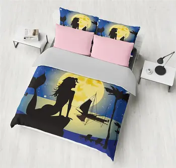 

Beautiful Mermaid and Pirate Ship 3D Bed Set Girls Bed Linens Comforter Bedding Sets Single Full Queen