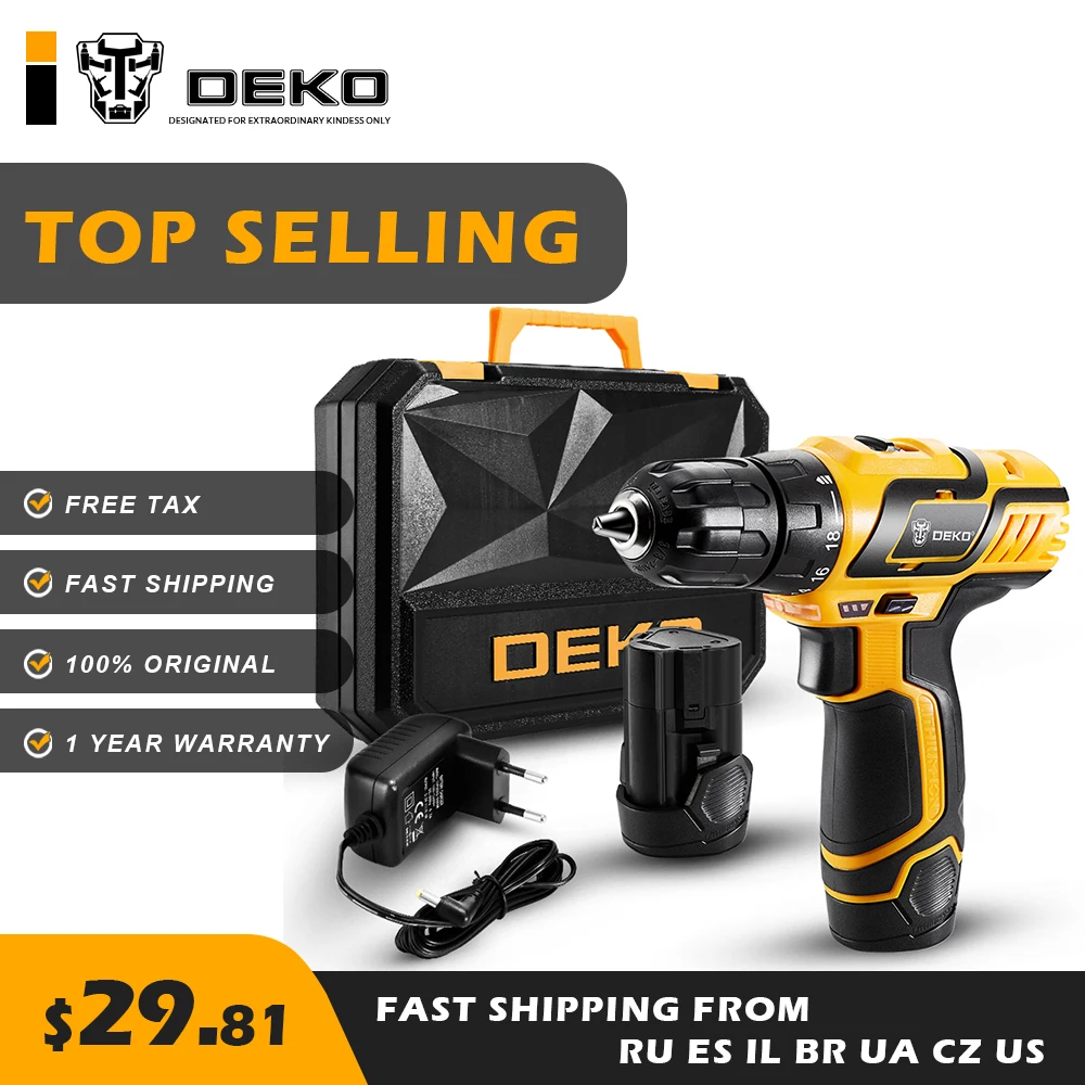 

DEKO GCD10.8DU3 10.8V MAX Cordless Drill Electric Screwdriver Engraver Mini Drill Power Tools Original Factory Free Tax Home DIY