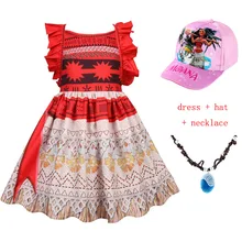 Коллекция года, карнавальный костюм принцессы для детей, платье Vaiana, костюм с necklace ем, костюмы на Хэллоуин для детей, кепки для девочек